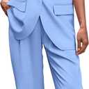 PRETTYGARDEN Women's 2 Piece Outfits Sleeveless Suit Vest and Wide Leg Pants Business Casual Blazer Sets (Medium, Light Blue)