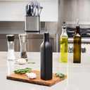 Restaurantware RW Base 16.9 Ounce Olive Oil Dispenser 1 Kitchen Oil Dispenser Bottle - With Stainless Steel Pourer Non-Leaking Black Glass Olive Oil Pourer For Cooking Or Salad Dressings