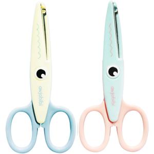 Decorative Pattern Edge Craft Scissors (2-Pack), Fancy Scissors, Suitable for Fun DIY Scrapbooking Crafting Projects for Kids Adults (Beige+blue)