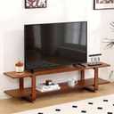 Tiita TV Stand with Storage for TVs up to 65'', Bamboo TV Console Entertainment Center with 2 Open Shelf, Mid Century Modern Media Console for Living Room, Bedroom, Walnut (55 Inches)