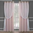 TOWN & COUNTRY LUXE Talia Double Layer Indoor Curtains, Sheer and Room Darkening Blackout, Grommet Top, Energy Efficient, 2-Pack Set, 52"x84", Rose Blush