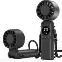 AILBTON Portable Handheld Fan, 5000mAh Rechargeable Mini Personal USB Fan with LED Display & Foldable Design, 199-Speed Powerful Battery Operated Travel Fan for Women, Outdoor, Office Black