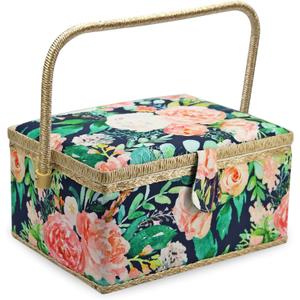 Large Sewing Basket with Accessories, Sewing Organizer Box for Sewing Supplies and DIY Crafting Tools Storage Christmas Gift for Sewing Craft Lovers (Green flowers) Large Sewing Basket with Accessories, Sewing Organizer Box for Sewing Supplies and DIY Crafting Tools Storage Christmas Gift for Sewing Craft Lovers (Green flowers)