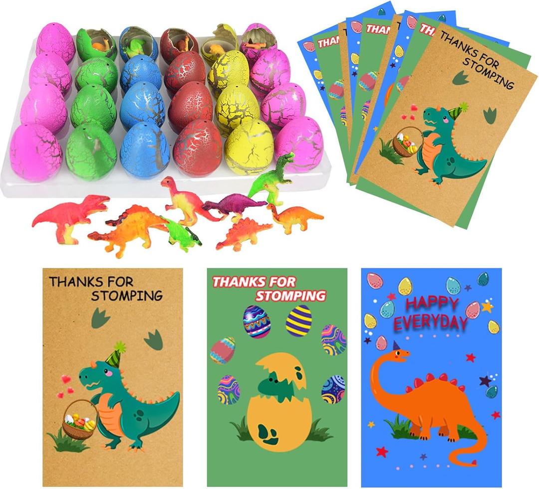 Valentines Day Gifts for Kids School - 30 Pack Hatching Dinosaur Eggs with Cards that Hatch in Water, Funny Classroom Exchange Prizes for Boys Girls