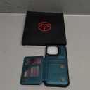 Vinich for iPhone 16 Pro 6.3" Wallet Case with Card Holder, RFID Blocking Credit Slots Kickstand Shockproof Phone Cover for Women Men, Bluish Green