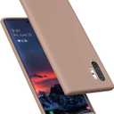 Designed for Galaxy Note 10 Plus Case, Liquid Silicone Gel Rubber Shockproof Case Soft Microfiber Cloth Lining Cushion Compatible with Galaxy Note 10+ Plus 6.8 inch (2019) (Light Brown)