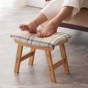 Kitsanery Foot Stool,Ottoman,Bamboo Small Sofa Foot Rest Under Desk,Extra Seating for Living Room, Bedroom and Kitchen (Natural Stool Legs - Stripes Surface)