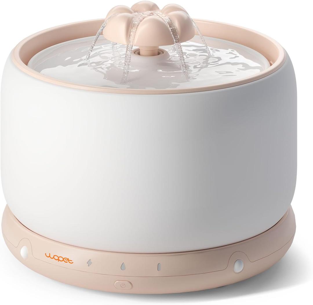 WOPET Wireless Cat Water Fountain, Cordless Ceramic Pet Water Fountain with 5000mAh Rechargeable Battery, 3L/101oz Premium Cat Water Dispenser for Cats & Small Dogs,Ultra Quiet & Triple Filtration