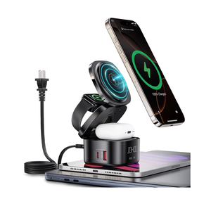 65W Charging Station for Multiple Devices, 5 in 1 Magnetic Wireless Charger Compatible with Magsafe Charger, GaN Foldable Fast Charging Stand for iPhone, MacBook, Apple Watch, Airpods, iPad