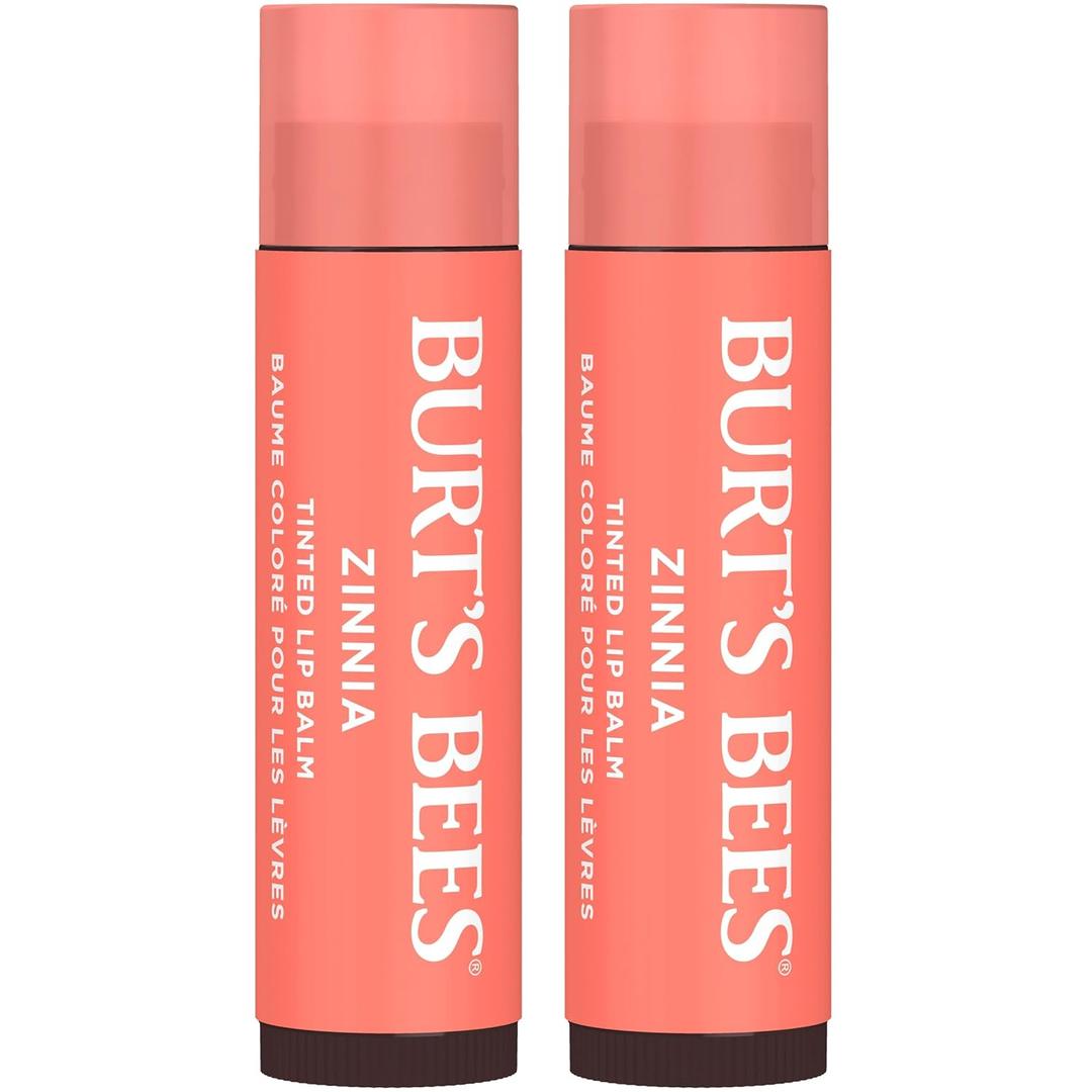 Burt's Bees 100% Natural Tinted Lip Balm, Zinnia, 0.15 Oz, Pack of 2