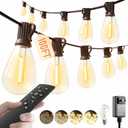 luckystyle 100FT LED Outdoor String Lights with Remote, 35+ 1 Shatterproof Bulbs Waterproof and Dimmable Patio Lights for Porch, Garden, Backyard, Deck, Balcony, 2700K Hanging Lighting (Warm White-2700K)