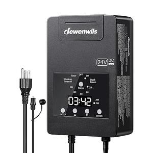 DEWENWILS 120W Low Voltage Landscape Transformer 120V AC to 24V DC, Outdoor Landscape Lighting Transformer Photocell Sensor & Timer, Weatherproof Low Voltage Transformer for Spotlights Pathway Lights