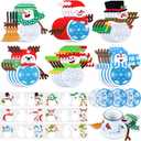 Tioncy 24 Set Winter Craft Kits Christmas Snowman Coaster Crafts Winter Snowflake DIY Holiday Cup Coasters Kits Ideal for Family Fun Holiday Party Supplies Christmas Gifts for Adults