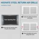 16 x 10 Inch (Duct Opening) Return Air Vent Cover, Louvered Steel HVAC Grille for Wall and Ceiling, White Powder-Coated Rust-Resistant Finish, Decorative Design, Easy to Install