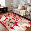 San Francisco Living Room Rug for Bedroom Machine Washable Football Sports Area Rugs Carpet Non-Slip Backing for Boys and Man Cave Decor 5x7 (Red&golden)
