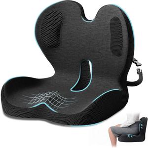 Ergonomic Seat Cushion,Office Chair Cushion with Lumbar Support Pillow,Car Orthopedic Seat Cushions,Designed for Sciatica,Tailbone,Back Pain Relief,for Office,Car,Truck,Home,Desk Chair