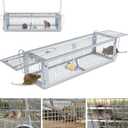 Humane Rat Trap, Large Squirrel Traps That Work for Indoor and Outdoor, Small Rodent Chipmunk Trap and Other Live Animal Cage (01silver)