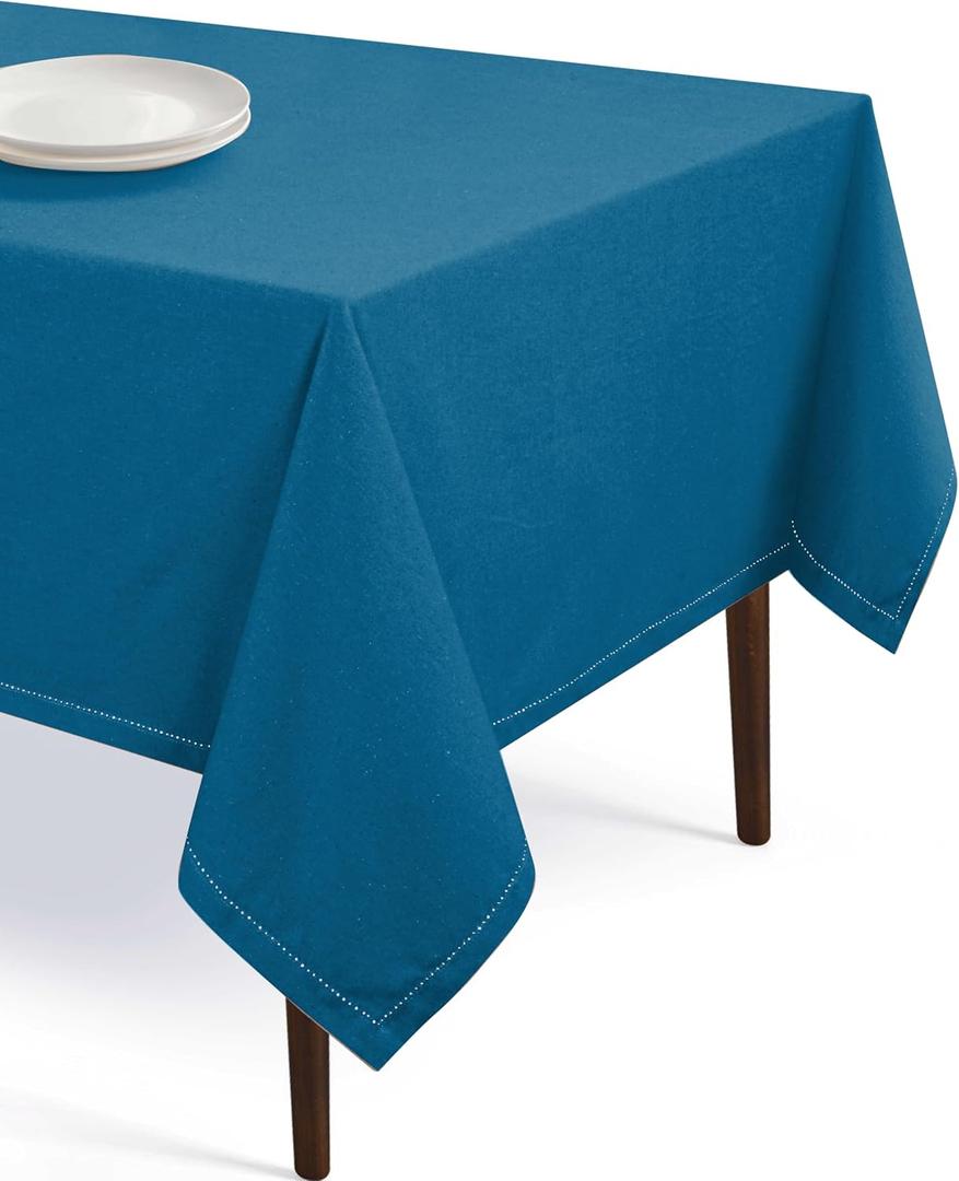 Table Cloth Rectangle 60x84, Kitchen Dining Indoor Outdoor Buffet Table Cover 100% Cotton Tabletop Table Cloth Decoration Parties BBQ Machine Washable, Turquoise Blue