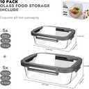 10-Pack Glass Food Storage Containers with Tempered Lids Borosilicate, Airtight, Oven-Safe (-4F~950F), BPA-Free, 4.4 & 1.6 Cup, Leak-Proof, Dishwasher Safe (Gray)