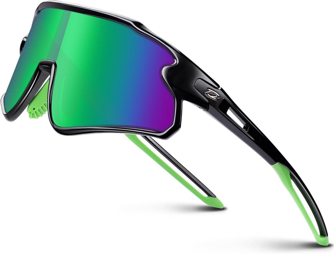 RIVBOS Youth Baseball Sunglasses for Kids(Boys&Girls) Polarized UV Protection Cycling Glasses RYS008 (Blackgreen Frame/Bluegreen Gradient Lens)