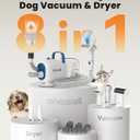 oneisall Dog Vacuum & Dryer for Shedding Grooming, 8 in 1 Dog Grooming Kit with Metal Blade Pet Clippers, Adjustable Speed and Temperature Control Blower