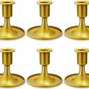 Candlestick Holders 6 PCS Short Metal Taper Candle Holders, KSWING Gold Candle Stick Holders Set, Perfect for Table Centerpiece Mantel Party Wedding Christmas Home Decor, Set of 6