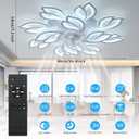 35''Ceiling Fans with Lights, Modern Ceiling Fan with Lights and Remote, Dimmable Bladeless Ceiling Fans Light, Low Profile Ceiling Fan 6 Speed Reversible Blades Timing 130W for Kids Bedroom White, 35.4 *35.4*7 inches