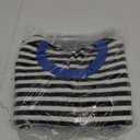 LILLUSORY Womens Striped Short Sleeve Sweater Pullover Shirts with Chest Pocket (Medium, Blue Black)