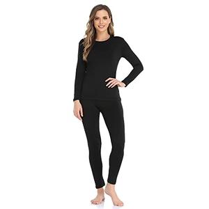 WEERTI Thermal Underwear for Women Long Johns with Fleece Lined Base Layer Women Cold Weather Top Bottom Black,M