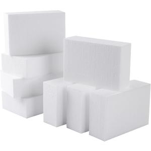 AMZQNART 8 Pack Crafts Foam Blocks, 6x4x2 Square Polystyrene Foam Bricks for Art Sculpting, Flower Arrangements, Sculpture, Modeling, School and Home DIY.