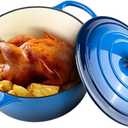 Miereirl 6 Quart Enameled Dutch Oven Pot with Lid, Cast Iron Dutch Oven with Dual Handles for Bread Baking, Cooking, Non-stick Enamel Coated Cookware (Dark Blue)
