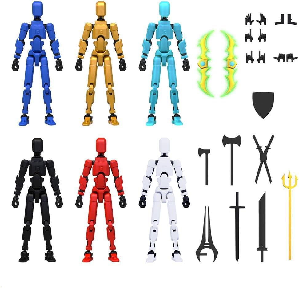 MerryXD 6 Pack Assembly Completed T13 3D Action Figure,Dummy Nova Titan Lucky 13 Action Figure 3D Printed MultiJointed Movable Toy