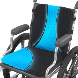 Sunlit Large Gel Seat Cushion & Back Cushion for Long Sitting with Non-Slip Cover, Gel Cushions for Wheelchair Office Chair Car Seat, Reduce Tailbone Pressure Hip Pain Relief (18.5''x16.9''x 1.57'')