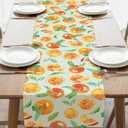 Watercolor Orange Dining Table Runner, Spring Summer Citrus, 13 x 72 Inches