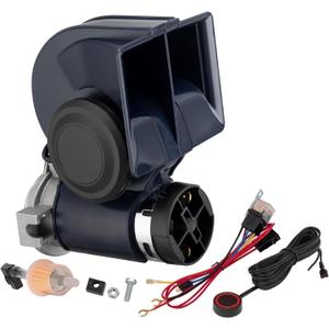 Air Horn 12V 150DB Loud Train Horn kit for Car Truck Motorcycles,Boat Airhorn Loud Truck Horn (blue horn with wire and button, 12v)