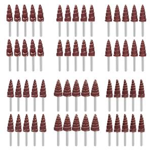 SUNJOYCO 60PCS Abrasive Flap Wheel Sander, 1/8" Shank Cone Shape Abrasive Sandpaper Grinding Head Rotary Tool for Polishing