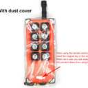 Industrial Wireless Remote Control Switch with dust Cover Large Button Long Distance 8 Channels 12V 24V 36V DC Control Radio Switch Waterproof Transmitter Relay Output High Power Water Pump Motor