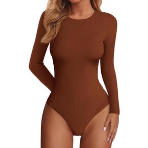 Bodysuits for Women 2026  Long Sleeve Shirts Fitted Basic Ribbed Layering Tops Fall Fashion Winter Clothes, Small