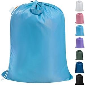 Polecasa Heavy Duty Large Laundry Bag with 130gsm Tear Resistant Fabric and Handles, Easy to Carry Durable Dirty Clothes Drawstring Bag, Perfect for College Dorm,Travel, 28x36,Gulf Blue