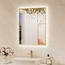 TokeShimi 24"x 30" Bathroom Mirror Backlit with Gold Frame, Dimmable Backlight LED Lighted Vanity Mirror with Shatter-Proof, Memory, 3 Colors, Anti-Fog Mirror with HD Tempered Glass