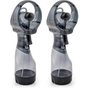 O2COOL Deluxe Handheld Battery Powered Water Misting Fan (Grey) 2 Pack