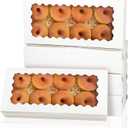 qiqee 12x5.5x2.5 Inch White Cookie Box with Window 15 Packs Two Uses Pastry Biscuit Bakery Box for Packaging