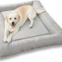 SOMAHE Large Dog Bed with Removable Washable Cover - Orthopedic XL Dog Crate Pad, Waterproof Oxford Fabric, Non-Slip Bolster Bed for Large Dogs, 42x28 Inch, Gray (Grey)