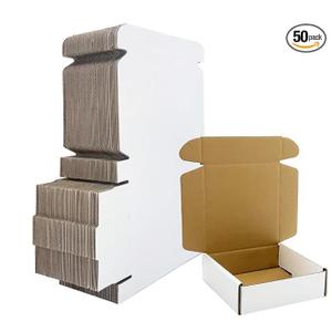 5x5x1.5 inch White Shipping Boxes 50 Pack, Small Corrugated Cardboard Mailer Boxes Bulk for Packaging Business Mailing Gift，Mini Mailer Boxes for Packaging Supplies Business Present