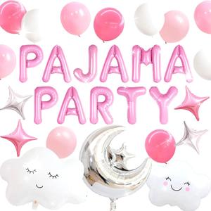 LaVenty Pajama Party Decoration Sleepover Party Supplies Girls Moon Star for Girls Pajamas Slumber Night Out Party Decoration for Birthday Baby Shower Bridal Shower (Pink)