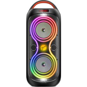 Speakers Bluetooth Wireless- 120dB Loud Sound, Dynamic 8 LED Lights, 5 RGB Modes, Bluetooth 5.3, TWS/USB/TF/AUX/FM/Mic Input, Built-in Handle, Portable Party Speaker for Home, Outdoor, Camping (RGB)