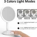 Portable Travel Vanity Mirror with Lights,Interchangeable Mirror Design,1/15X Magnifying Mirror,Stepless Adjustable Lighted Makeup Mirror,3 Color Modes,Desk or Travel Use