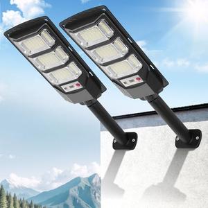 FOWSEEK Solar Street Lights Outdoor 2 Pack, 6500K Solar Lights Outdoor Waterproof with Motion Sensor, Lamparas Luces Solares para Exteriores Dusk to Dawn Commercial Lighting for Yard Path