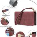 RANYOK Wallet Case Compatible with iPhone 17 Pro Max Case, with 6 Card Holder RFID Blocking, PU Leather Zipper Flip Wallet Pocket, Kickstand, Wrist Strap | Protective Phone Cover, Wine Red