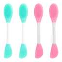 2 in 1 Facial Cleansing Brush & Face Mask Brushs, 4 Pcs Detachable Face Cleansing Brush, Silicone-Face Scrubber for Makeup Skincare Removal